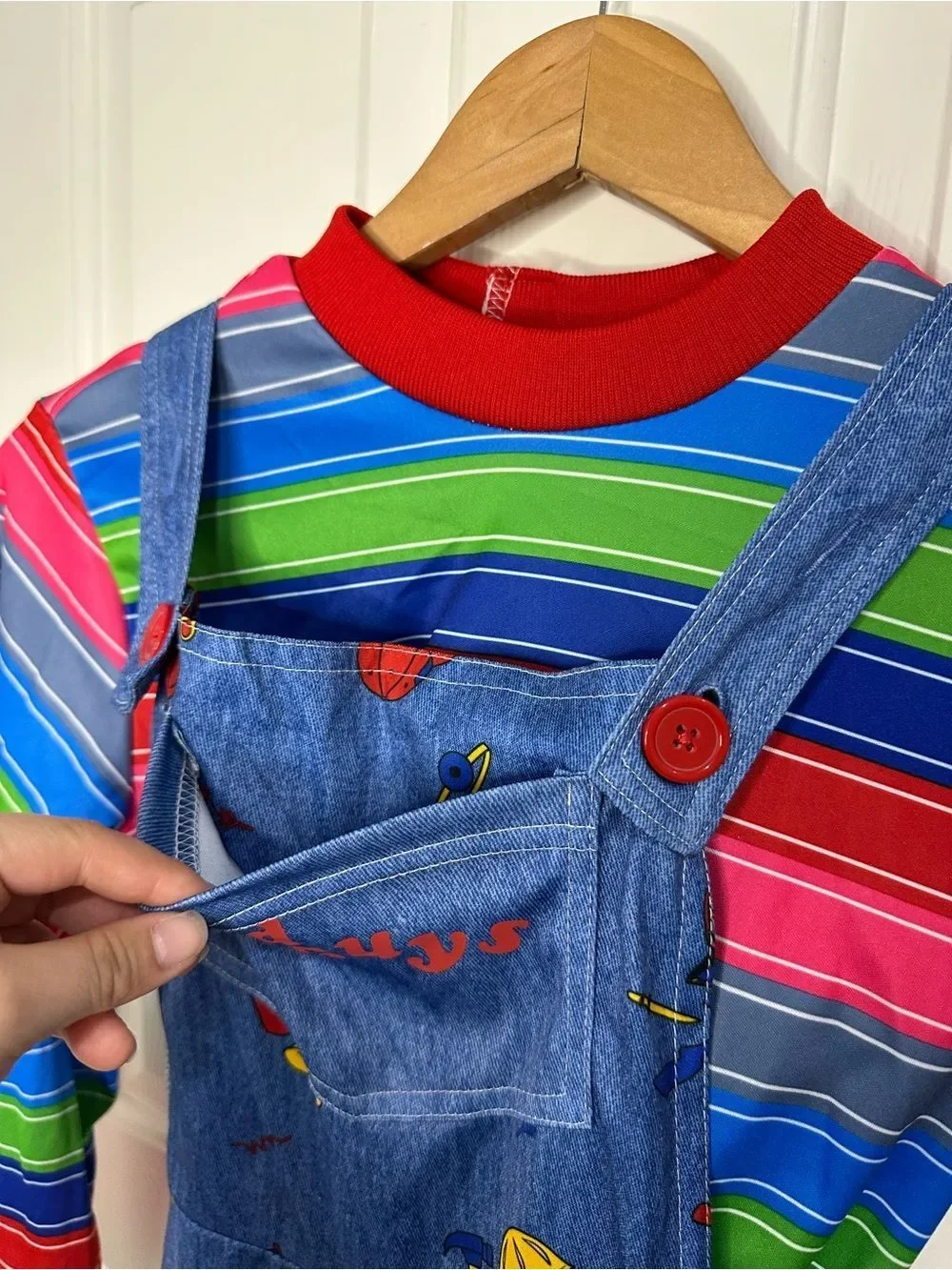 Spirit Halloween Chucky Good Guys Blue Overall Costume Youth S/M Horror Grunge